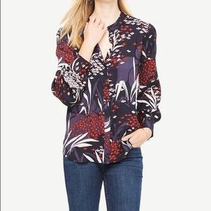 Ann Taylor Semi Sheer Garden Floral Button Down